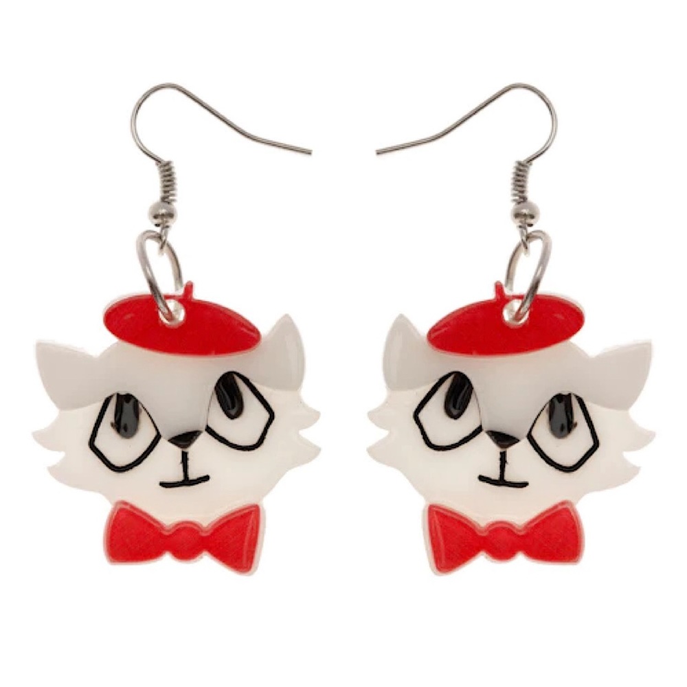 Erstwilder - Farrah The French Kitty 2014 Earrings RARE - Brand new In Box